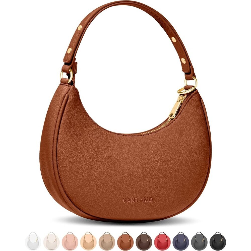 Ⓜ️Women's Sienna Faux Leather Half Moon RFID Protection Crescent Clutch Purses